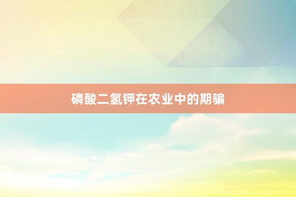 磷酸二氢钾在农业中的期骗